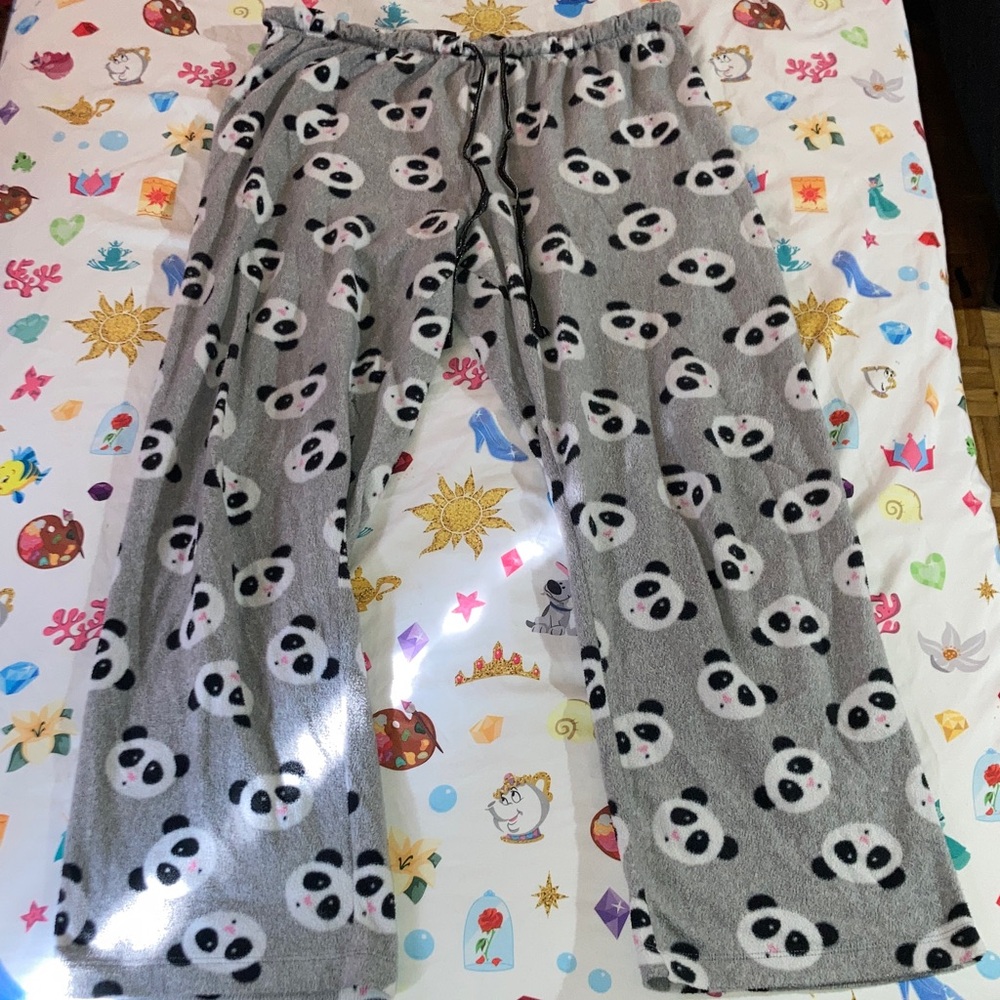 Cozy Panda Print womens Pajama Pants - Gray